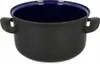 A black enamel pot with a blue interior and two handles, shown from a slightly elevated front-facing angle against a white background. Podgląd zdjęcia produktu