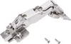 A close-up studio shot of a cabinet hinge and two screws on a white background. Produktbild-Vorschau