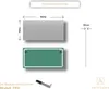 Diagram showing dimensions and mounting of a mirror, with technical specifications and brand logo. Produktbild-Vorschau