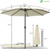 Diagram showing dimensions of an umbrella and its accessories. Produktbild-Vorschau