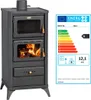 A wood-burning stove and its energy efficiency label. Produktbild-Vorschau