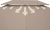 Close-up view of the top section of a taupe gazebo, showing ventilation arrows. Produktbild-Vorschau