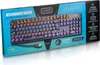 The image shows the retail packaging of a mechanical gaming keyboard. The keyboard itself is visible through a cutout in the packaging, displaying its RGB lighting. Produktbild-Vorschau