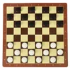 A checkers board game with black and white pieces arranged on the board. Podgląd zdjęcia produktu