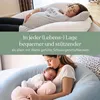 A pregnant woman resting on a large pillow, and a mother holding a newborn baby, both using similar large pillows. Produktbild-Vorschau