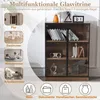 A collage of lifestyle images and product shots of a glass display cabinet. Náhľad obrázku produktu