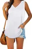 ASKSA Damen Bluse V-Ausschnitt Ärmellose Einfarbige T-Shirt Produktbild-Vorschau 1