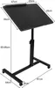 A black adjustable laptop table with dimensions indicated by text overlays. Voir les images du produit