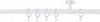 A white curtain rod with rings and a ceiling bracket, isolated on a white background. Produktbild-Vorschau