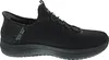 A side view of a black Skechers slip-on shoe. Voir les images du produit
