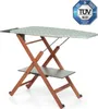 A wooden ironing board with a gray shelf underneath, shown against a white background. Voir les images du produit