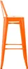 A side view of an orange bar stool with a backrest. Podgląd zdjęcia produktu