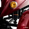 A close-up view of the front suspension and headlight of a red electric scooter. Produktbild-Vorschau