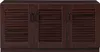 A front view of a dark brown wooden shoe cabinet with three louvered doors and black handles. Náhľad obrázku produktu
