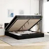 vidaXL Letto ottomano con materassi e LED in tessuto nero Anteprima dell’immagine prodotto 2