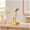 Dekoente aus Holz Gelb Weiß 25 cm Dekorative Holzfigur Produktbild-Vorschau 2