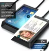 A product shot of a USB smart card reader with NFC, showing it can read both a credit card and an ID card. Náhľad obrázku produktu