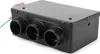 A black automotive heater unit with three circular vents on the front. Náhled obrázku produktu