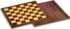 A wooden chessboard and its base are shown from a diagonal angle. Produktbild-Vorschau