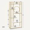 A diagram of a gold and white bookshelf with dimensions and weight capacity indicated. Produktbild-Vorschau