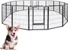 A black metal dog playpen is shown in the background, and a corgi dog is sitting in the foreground. Náhľad obrázku produktu
