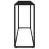 A black console table with a glass top, shown from the side against a white background. Produktbild-Vorschau