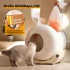 A cat is near a self-cleaning litter box, with a bag of waste being added to the top. Náhled obrázku produktu