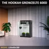 A grow tent is displayed in a room with plants and furniture. Produktbild-Vorschau