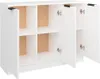 An open white cabinet with shelves and doors. Anteprima dell’immagine prodotto