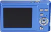 The back view of a blue digital camera with a black LCD screen and various control buttons. Náhled obrázku produktu