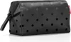 A black cosmetic bag with a polka dot pattern. Produktbild-Vorschau