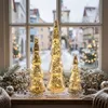 LED-glazen kerstboom, set van 3, zilver, op batterijen, met Productafbeelding-voorbeeld 6