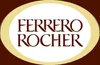 The logo for Ferrero Rocher is displayed prominently on a white oval background, which is itself set against a dark brown background. Produktbild-Vorschau