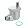 A silver automatic air vent with a threaded connection and a green gasket, isolated on a white background. Anteprima dell’immagine prodotto