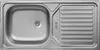 A stainless steel kitchen sink with a drainboard. Produktbild-Vorschau