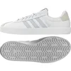 A pair of white Adidas sneakers shown from the side and from the sole. Produktbild-Vorschau