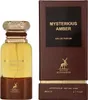 A bottle of Maison Alhambra Mysterious Amber Eau de Parfum and its packaging are displayed side-by-side against a white background. Produktbild-Vorschau