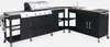 A black outdoor kitchen unit with a gas grill, sink, and storage cabinets, shown against a plain white background. Produktbild-Vorschau
