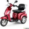 A red three-wheeled electric scooter is shown against a white background. Produktbild-Vorschau