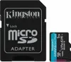 A Kingston MicroSD adapter and a Kingston MicroSD card are shown side-by-side on a white background. Anteprima dell’immagine prodotto