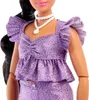 Bambola Barbie con top e pantaloncini viola glitterati Anteprima dell’immagine prodotto 5