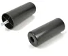 Two black plastic furniture feet with threaded bolts are shown on a white background. Voir les images du produit