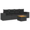 Design 5-tlg. Garten-Sofagarnitur mit Kissen Schwarz Poly Produktbild-Vorschau 2