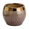 Keramik Rund Glasiert Blumentopf Lila & Gold H 12cm D 11cm Produktbild-Vorschau 1