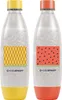 Two Sodastream bottles with fruit-themed labels. Produktbild-Vorschau