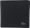 A black bi-fold wallet with a small green crocodile logo on the bottom right corner. Anteprima dell’immagine prodotto
