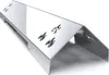 A stainless steel grill heat shield with flame cutouts. Produktbild-Vorschau