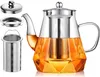 Teekanne mit Siebeinsatz, 1.2L Glas Teekanne mit Sieb, Produktbild-Vorschau 1