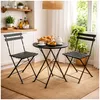 Gartentisch Basil Metall rund klappbar Schwarz Produktbild-Vorschau 3