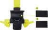 A close-up view of a car steering wheel lock and alarm system with two black pads labeled A and B. Voir les images du produit